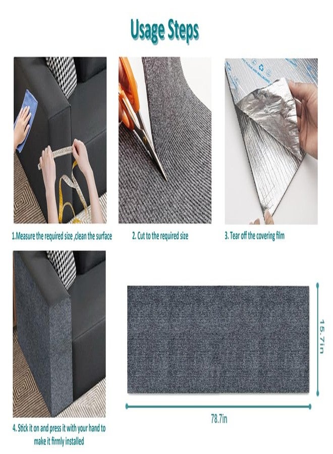 ARUP سجادة خدش القطط من ARUP، غطاء سجاد ذاتي اللصق لخدش القطط، وسادات بديلة لأعمدة خدش القطط، بديل قابل للقص لشجرة القطط، أرفف جدارية للقطط، واقي أثاث الأريكة (رمادي داكن) - Image 5